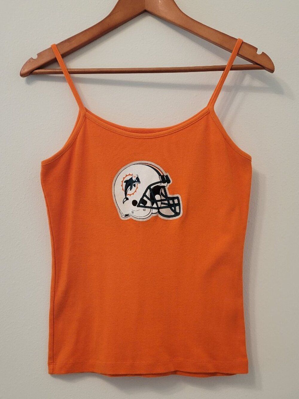 🏈🐬 MIAMI DOLPHINS Football Women's Reebok Orange Logo Tank Top | Lg 🏈